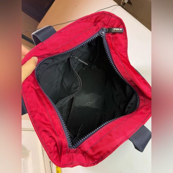 Polo Sport Ralph Lauren Vintage Spell Out Colorblock Navy Red Nylon Tote - Picture 9 of 16